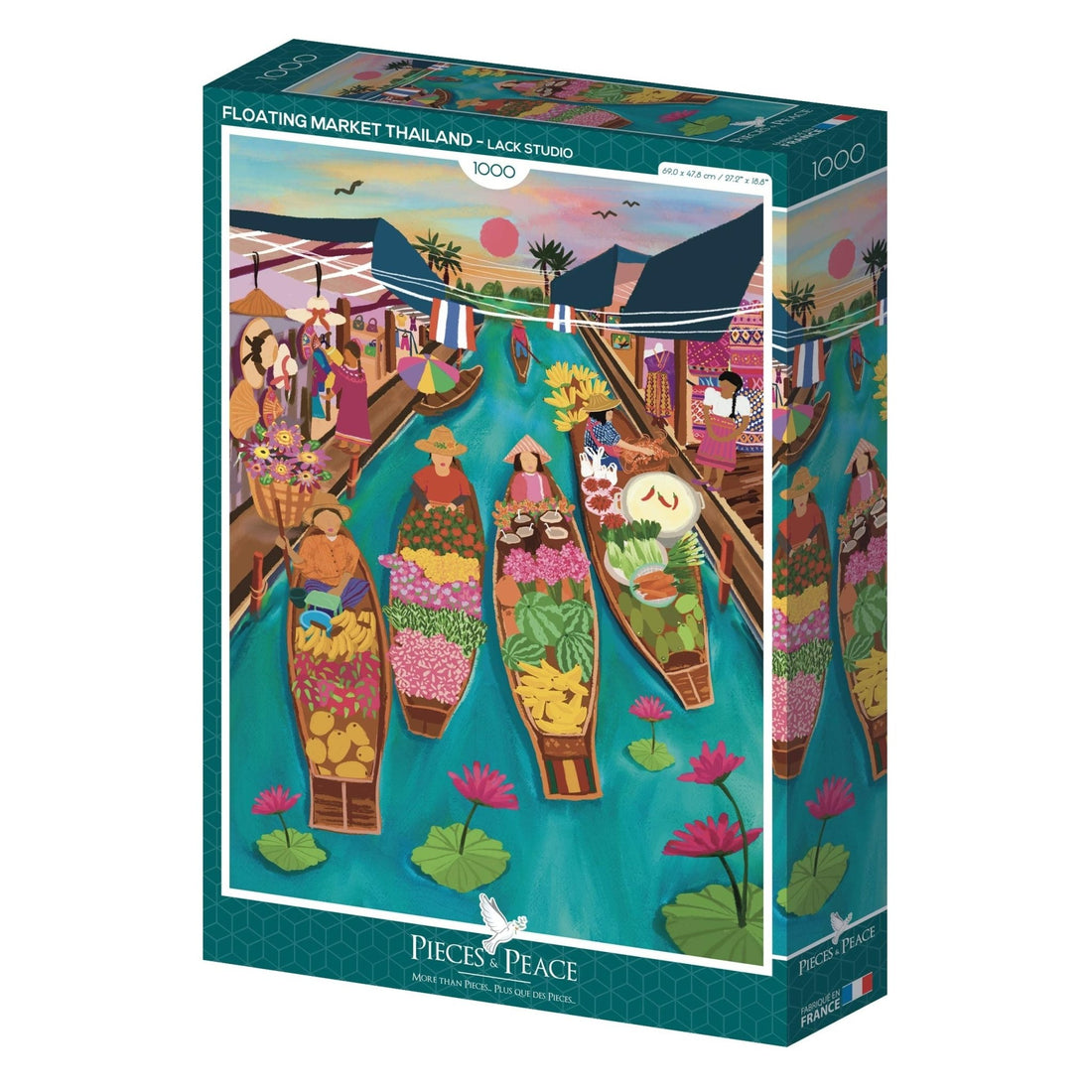 PUZZLE ADULTE 1000 PIÈCES – MARCHÉ FLOTTANT THAÏLANDE | Pieces and Peace - Lili Margaret