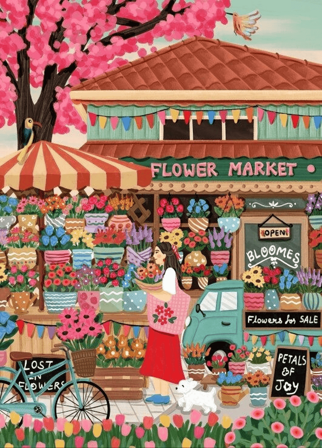 Puzzle déco coloré 1500 pièces - Marché aux fleurs