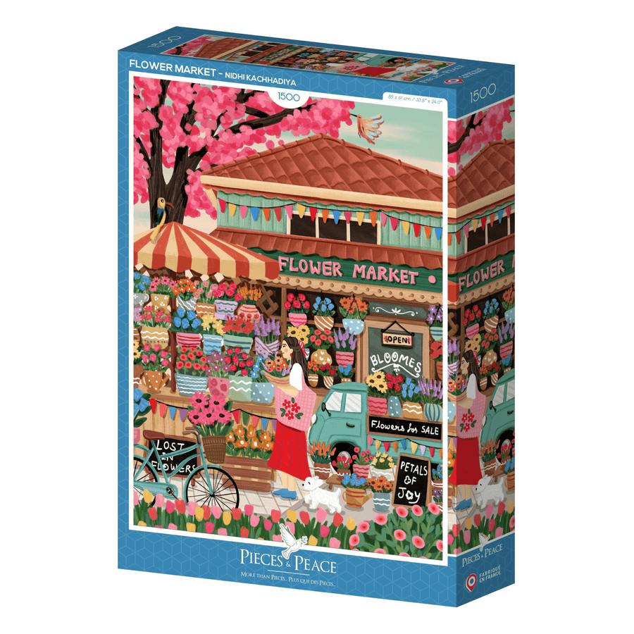 Puzzle déco coloré 1500 pièces - Marché aux fleurs