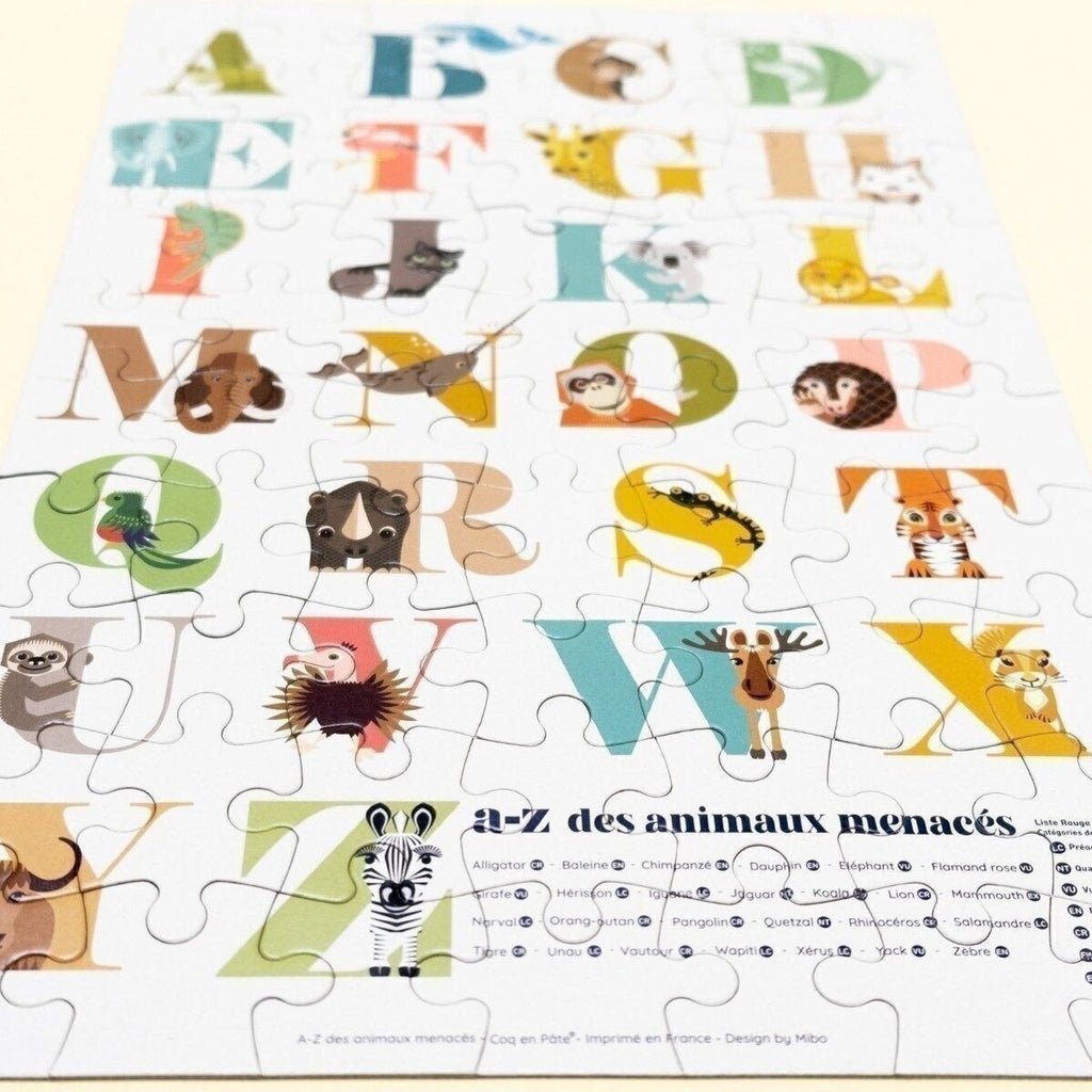 Puzzle enfant abecedaire animaux - coq en pâte