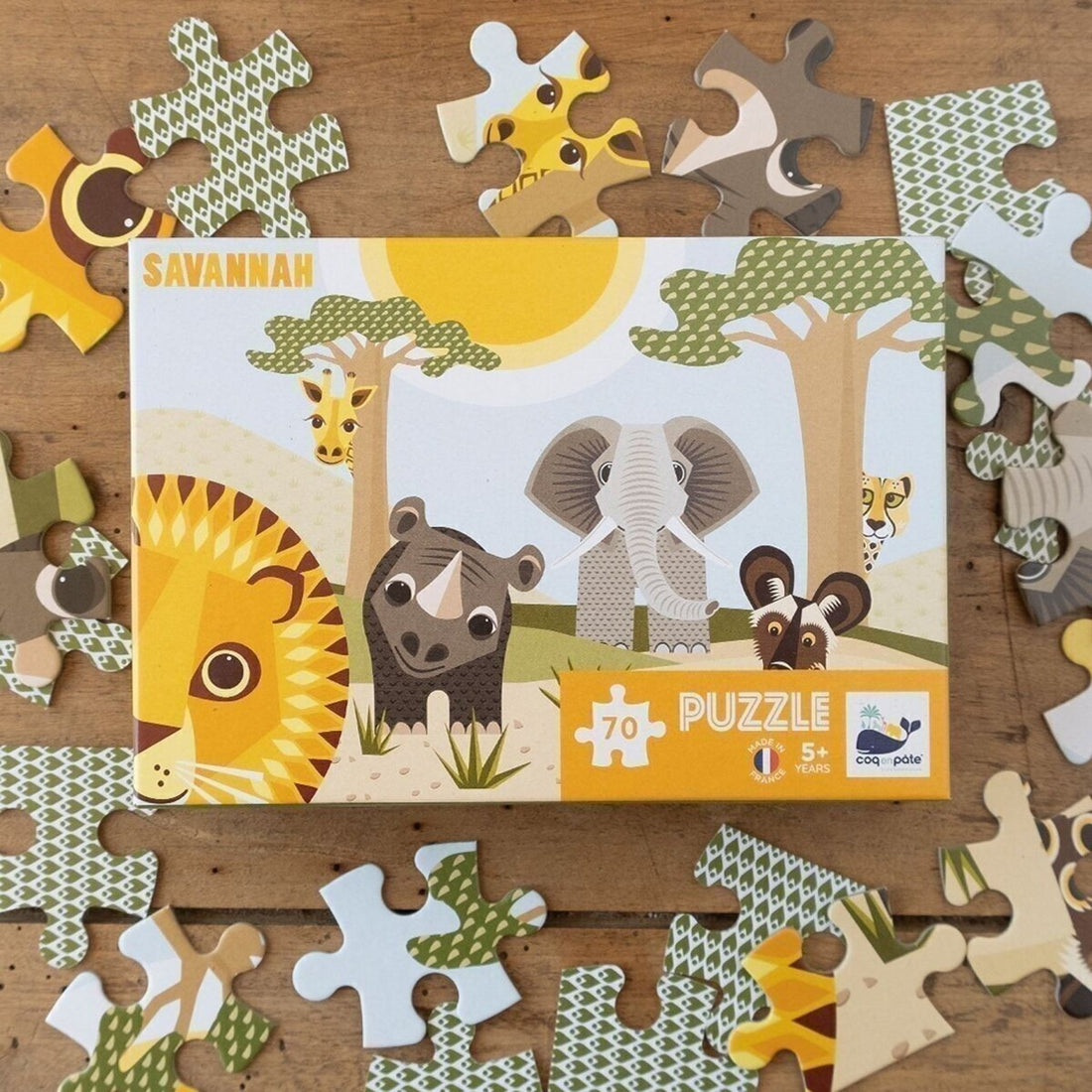 PUZZLE ENFANT ANIMAUX SAVANNAH EN CARTON RECYCLÉ - Coq en pâte - Lili Margaret