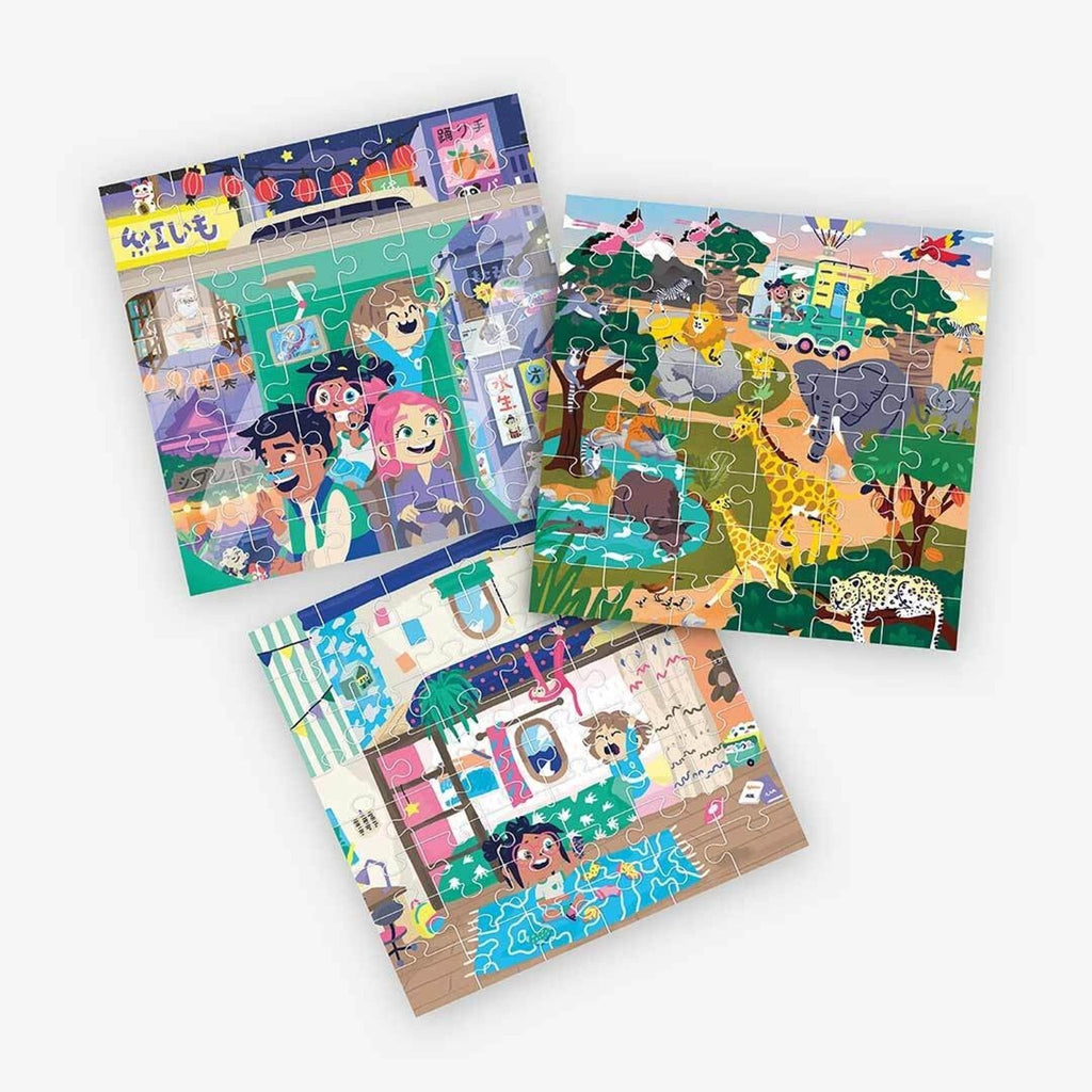 Puzzle enfants autour des voyages - les mini mondes