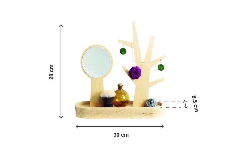 Range bijoux et miroir eden en bois de hêtre - reine mère
