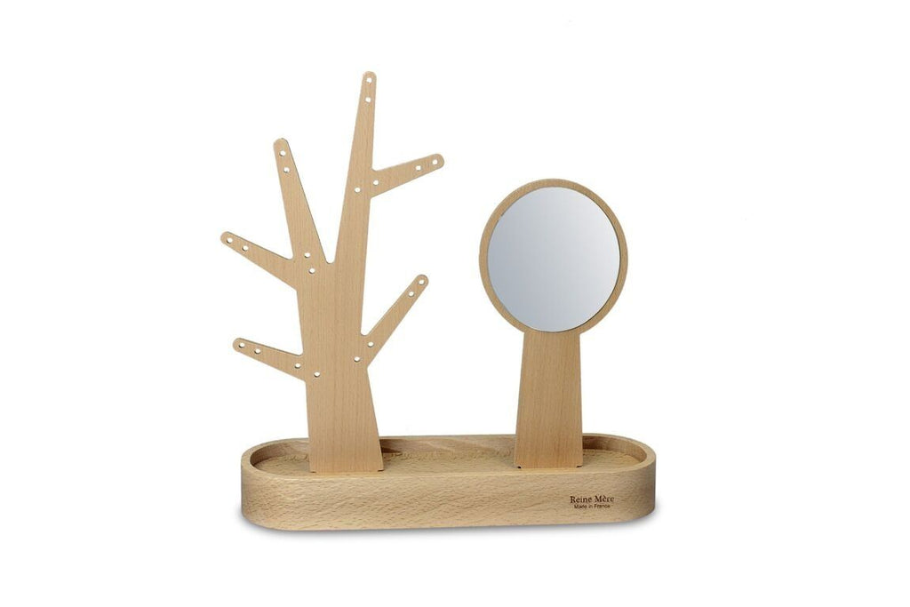 Range bijoux et miroir eden en bois de hêtre - reine mère