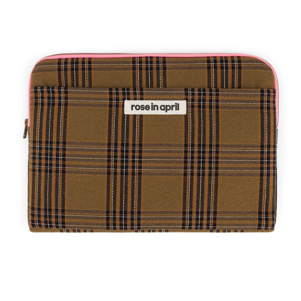 Housse ordinateur 13/14 pouces en coton Octave Tartan - Rose in April