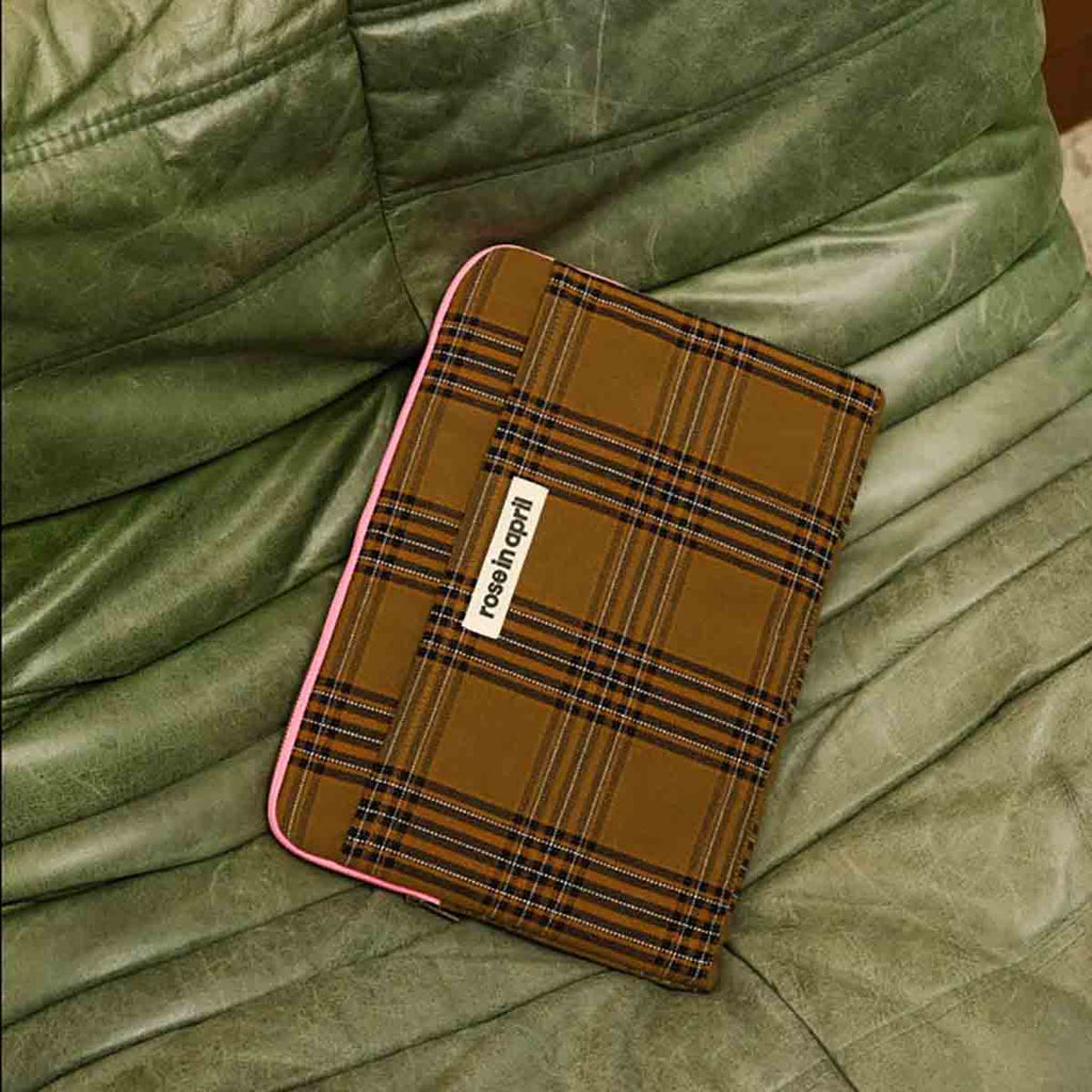 Housse ordinateur 13/14 pouces en coton Octave Tartan - Rose in April - vue 3