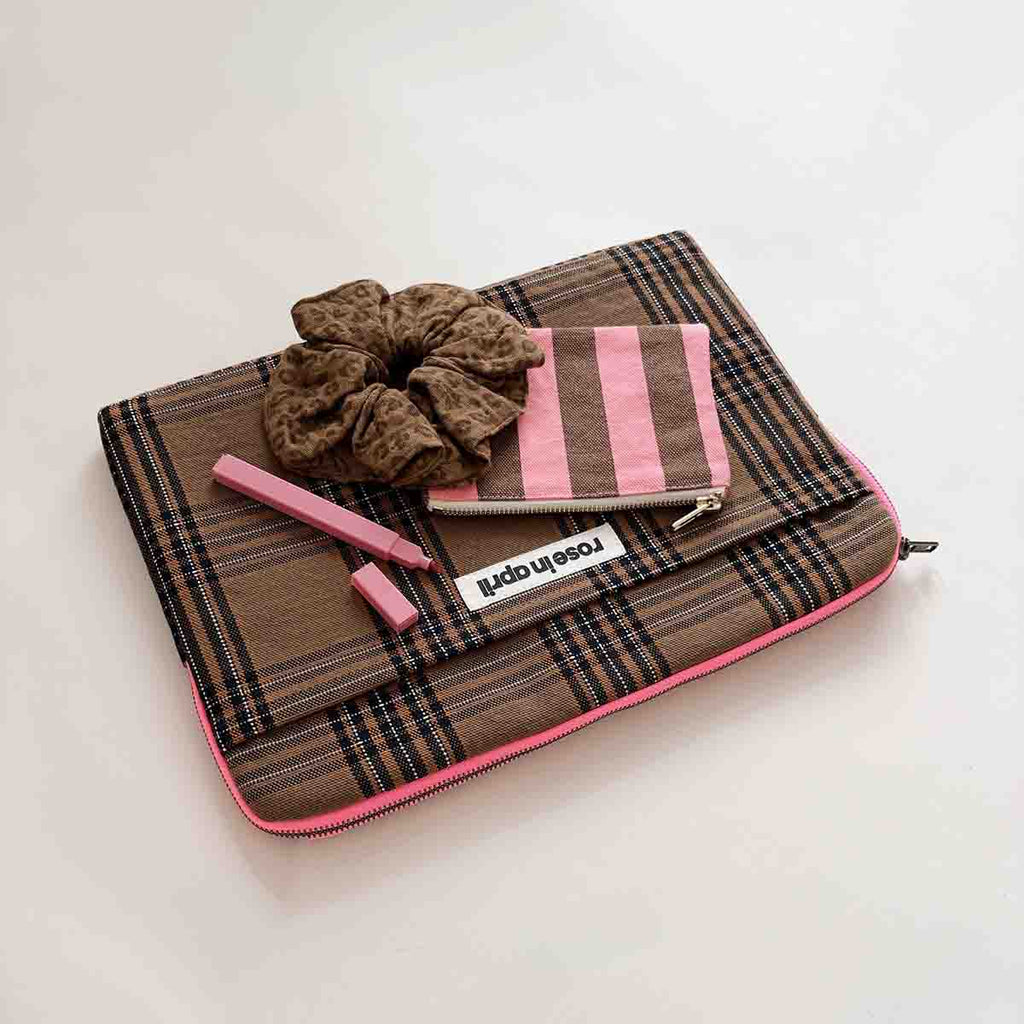 Housse ordinateur 13/14 pouces en coton Octave Tartan - Rose in April - vue 5