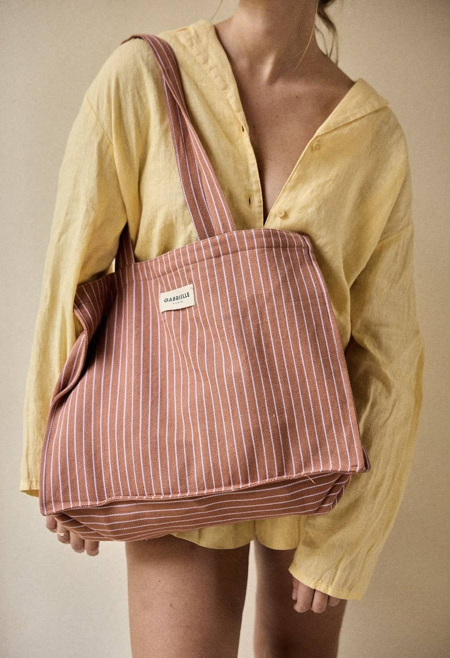 Sac 24H en coton Rayures Lilas