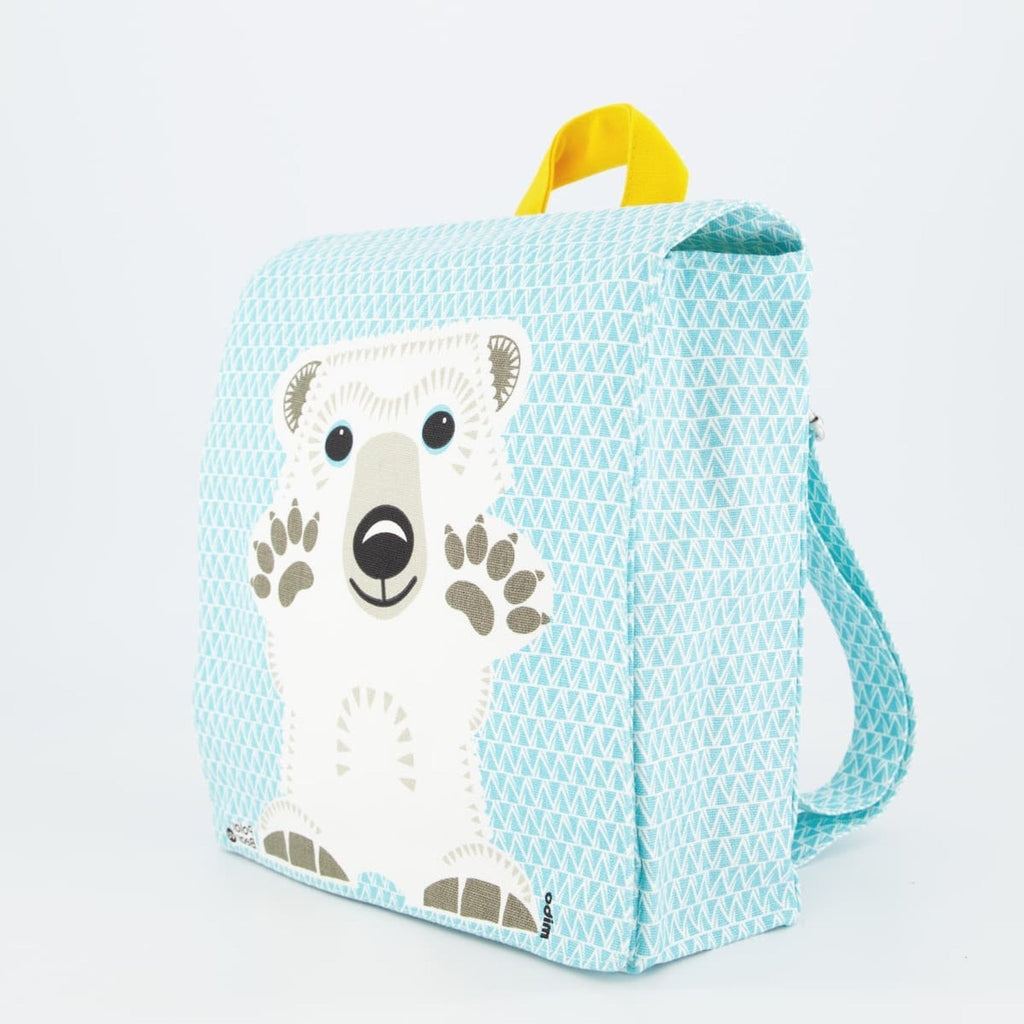 Sac à dos cartable en coton biologique ours polaire - coq en pâte