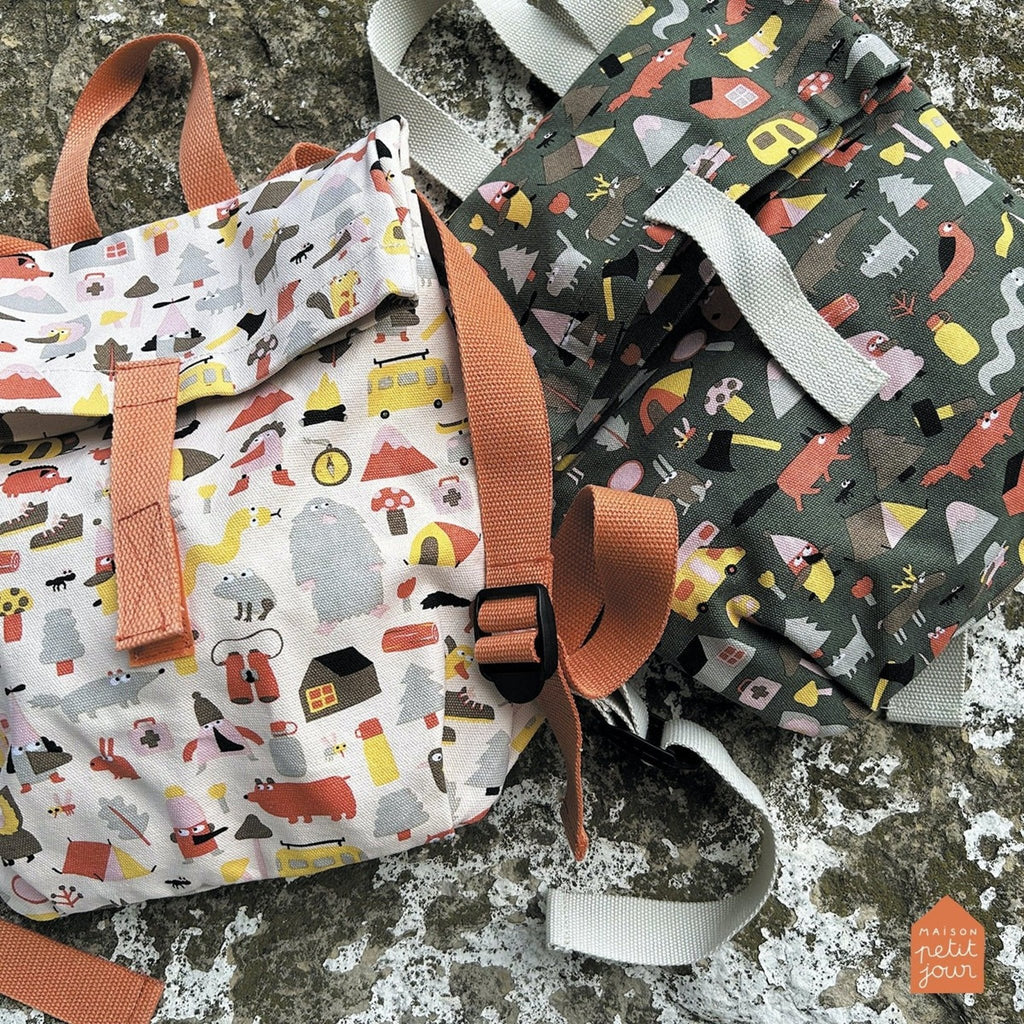 Sac à dos enfant mini coursier l'aventure en coton - petit jour