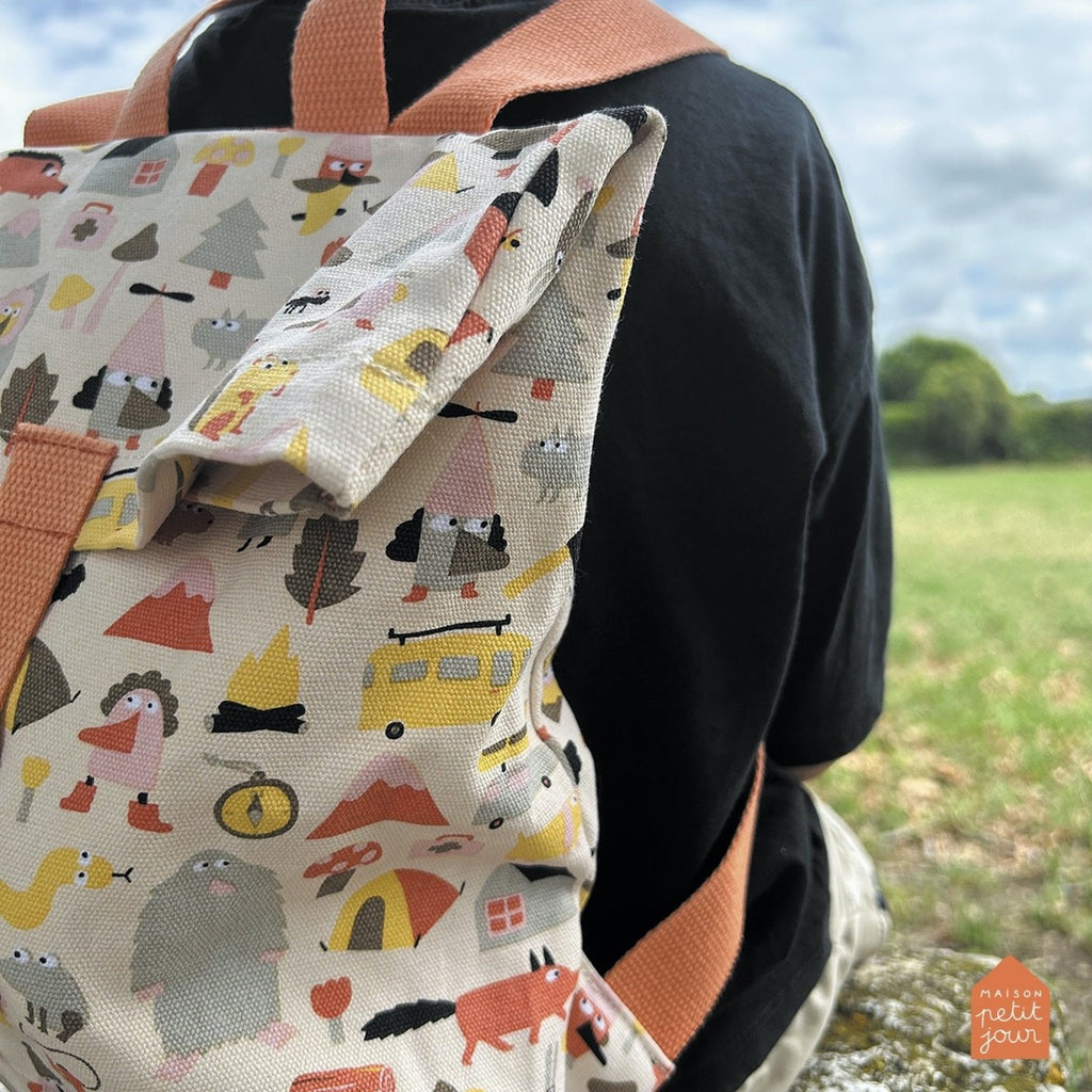 Sac à dos enfant mini coursier l'aventure en coton - petit jour