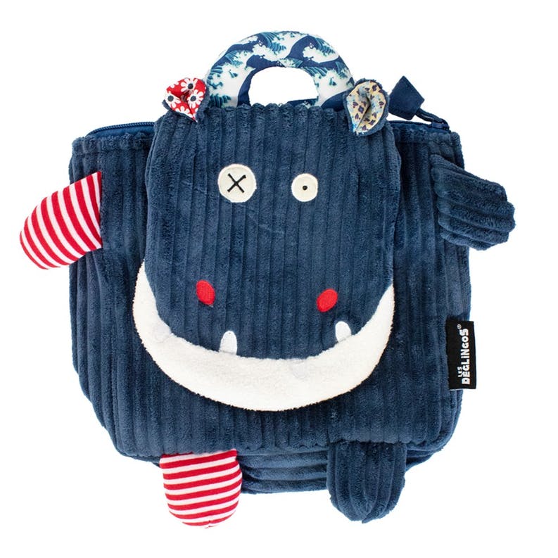 Sac à dos enfant velours hippipos l'hippo - les déglingos