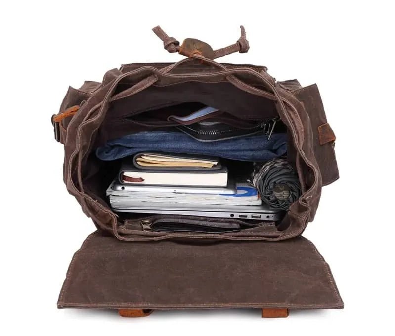 Sac à dos vintage cuir et toile "le vasco" - bagaran