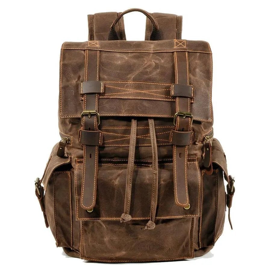 Sac à dos vintage cuir et toile "le vasco" - bagaran