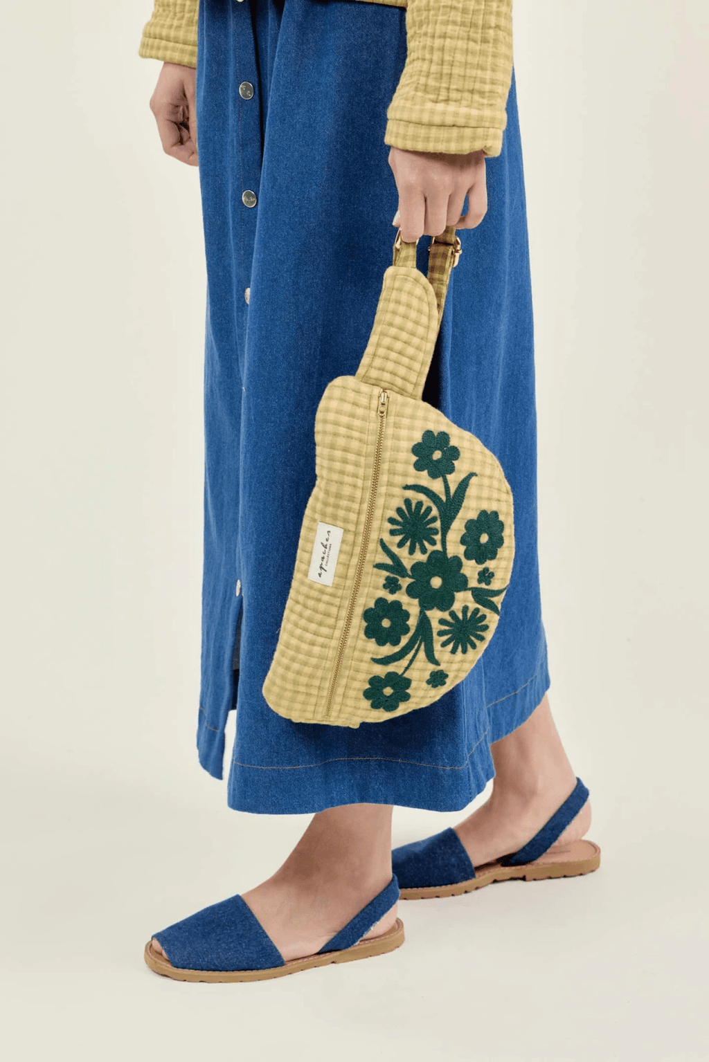 Sac Banane Brodé Khadai Checkmate Khaki - Apaches collections