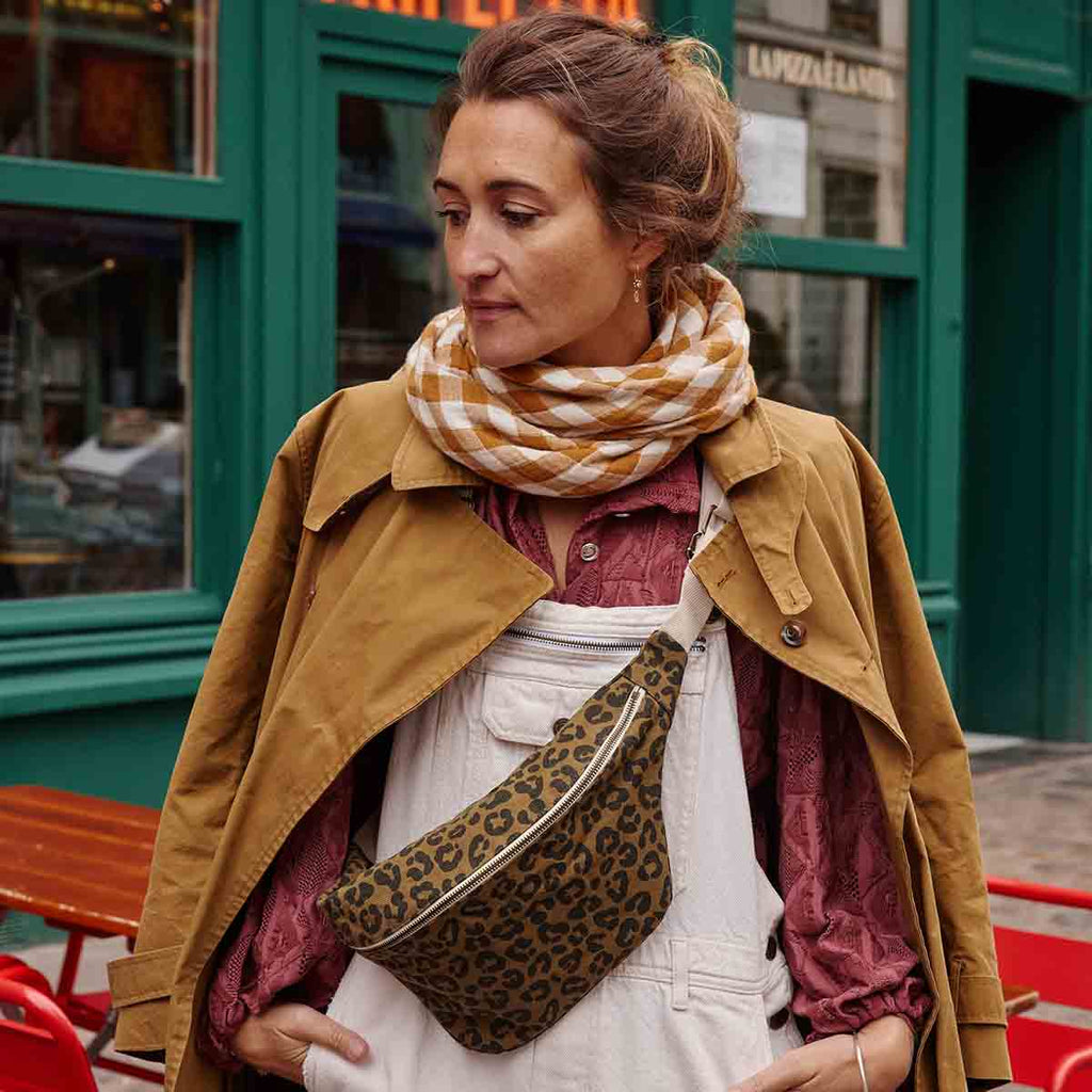 Sac banane femme imprimé léopard olive - Rose in April