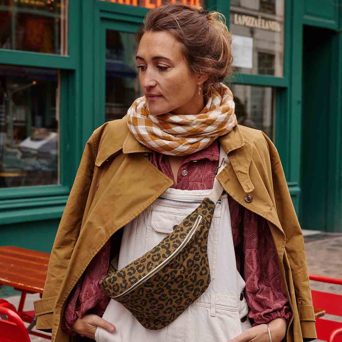 Sac banane femme imprimé léopard olive - Rose in April - Lili Margaret