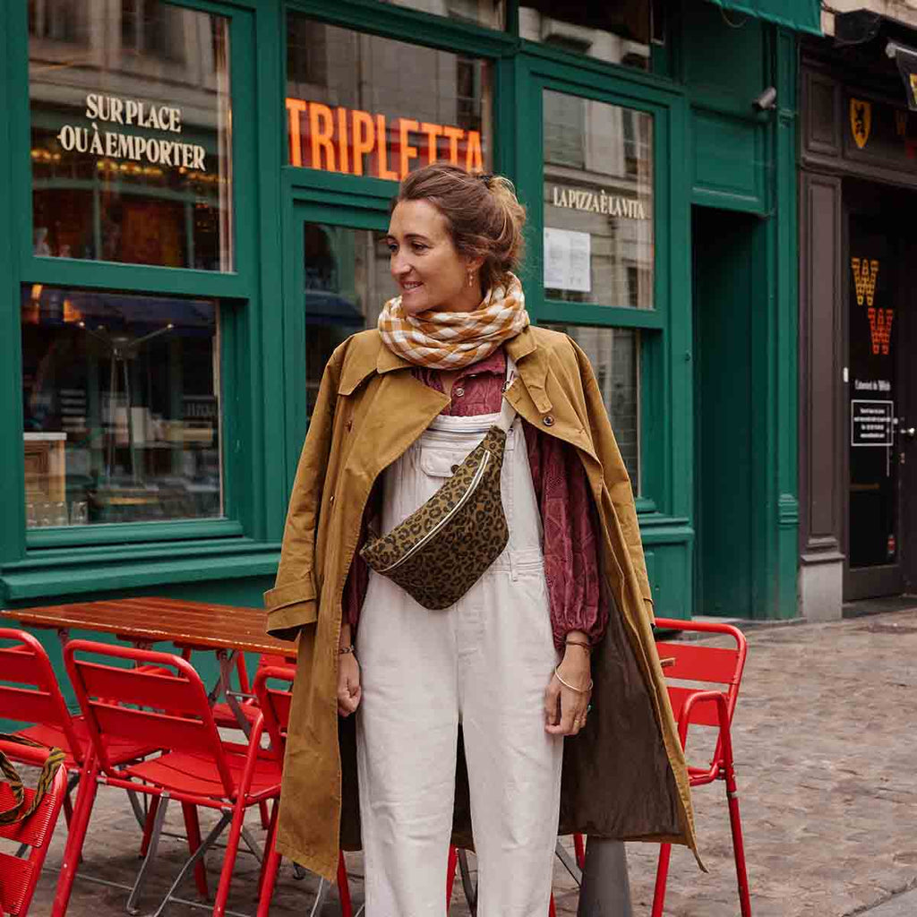 Sac banane femme imprimé léopard olive - Rose in April
