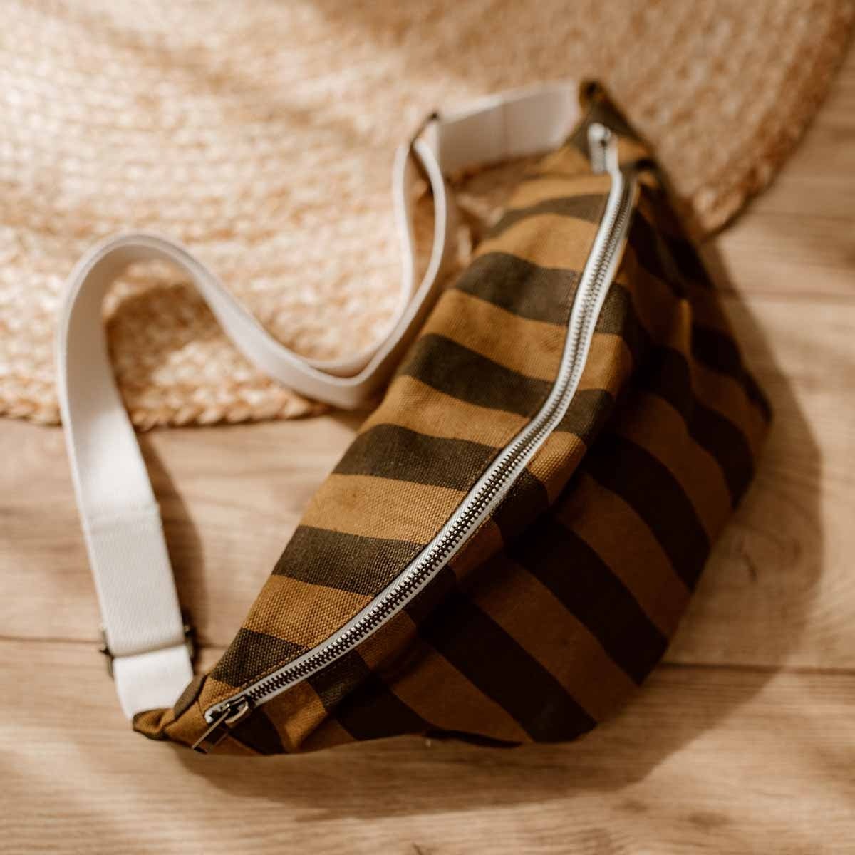 Sac banane femme rayures cumin - Rose in April - Lili Margaret