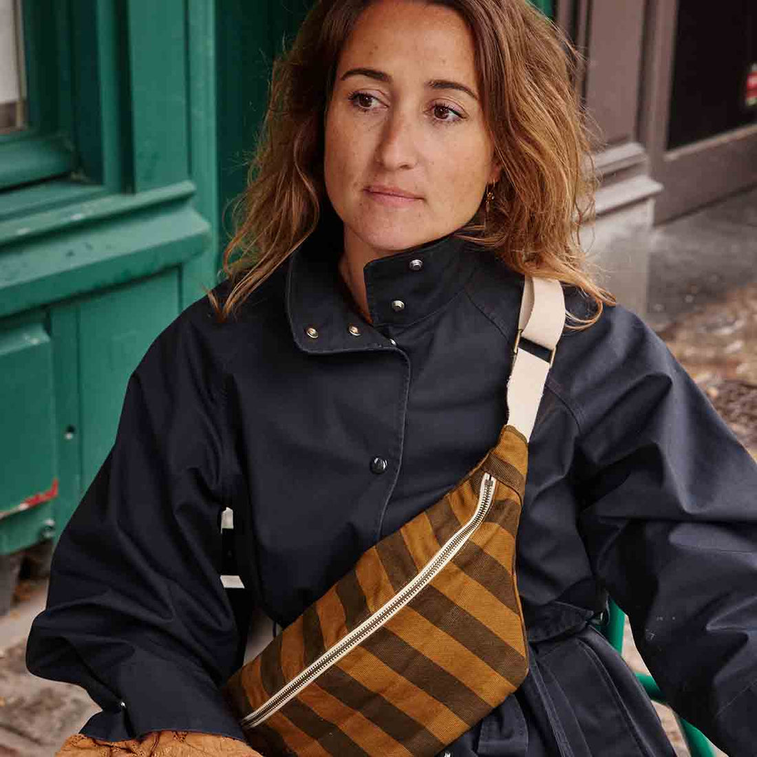 Sac banane femme rayures cumin - Rose in April - Lili Margaret