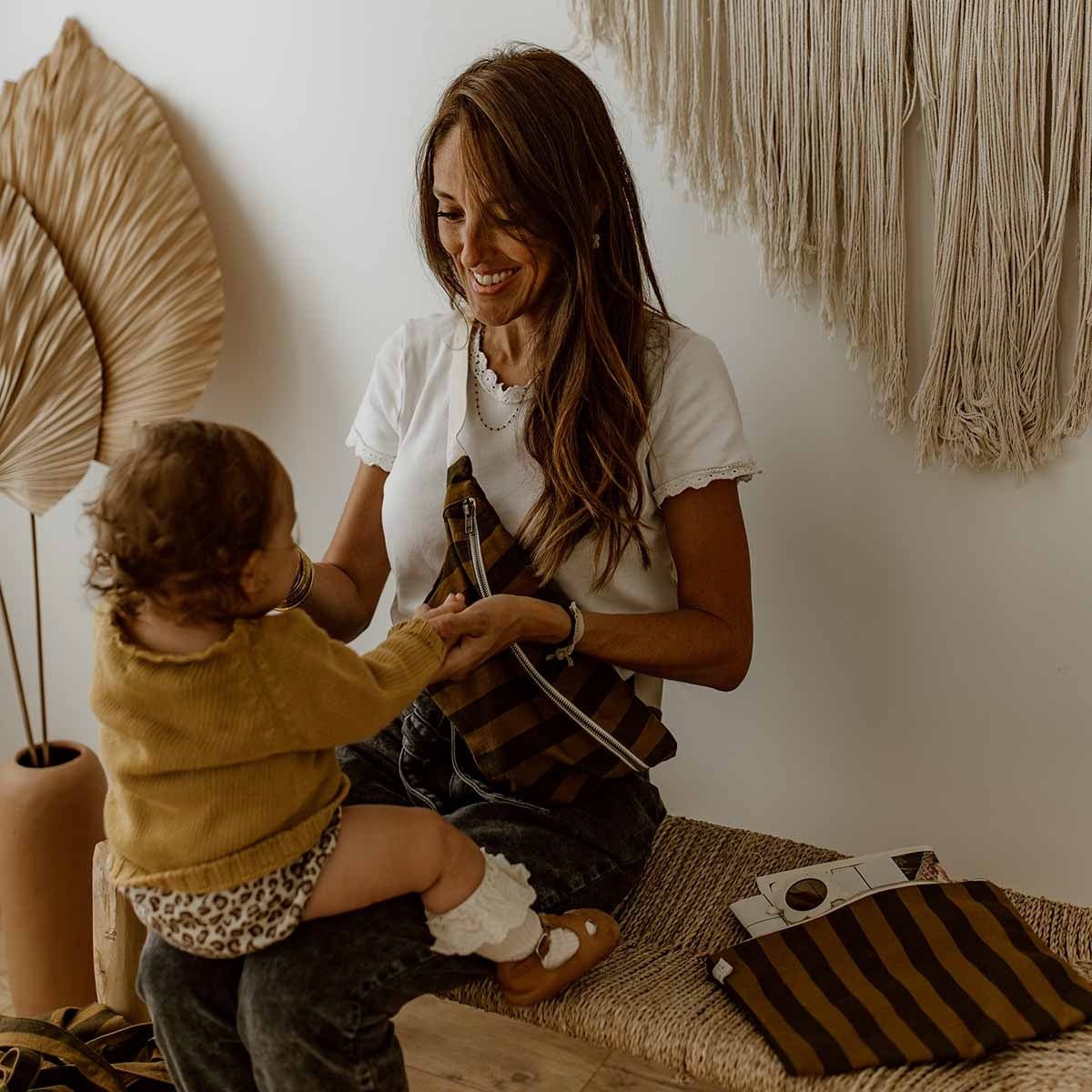 Sac banane femme rayures cumin - Rose in April - Lili Margaret