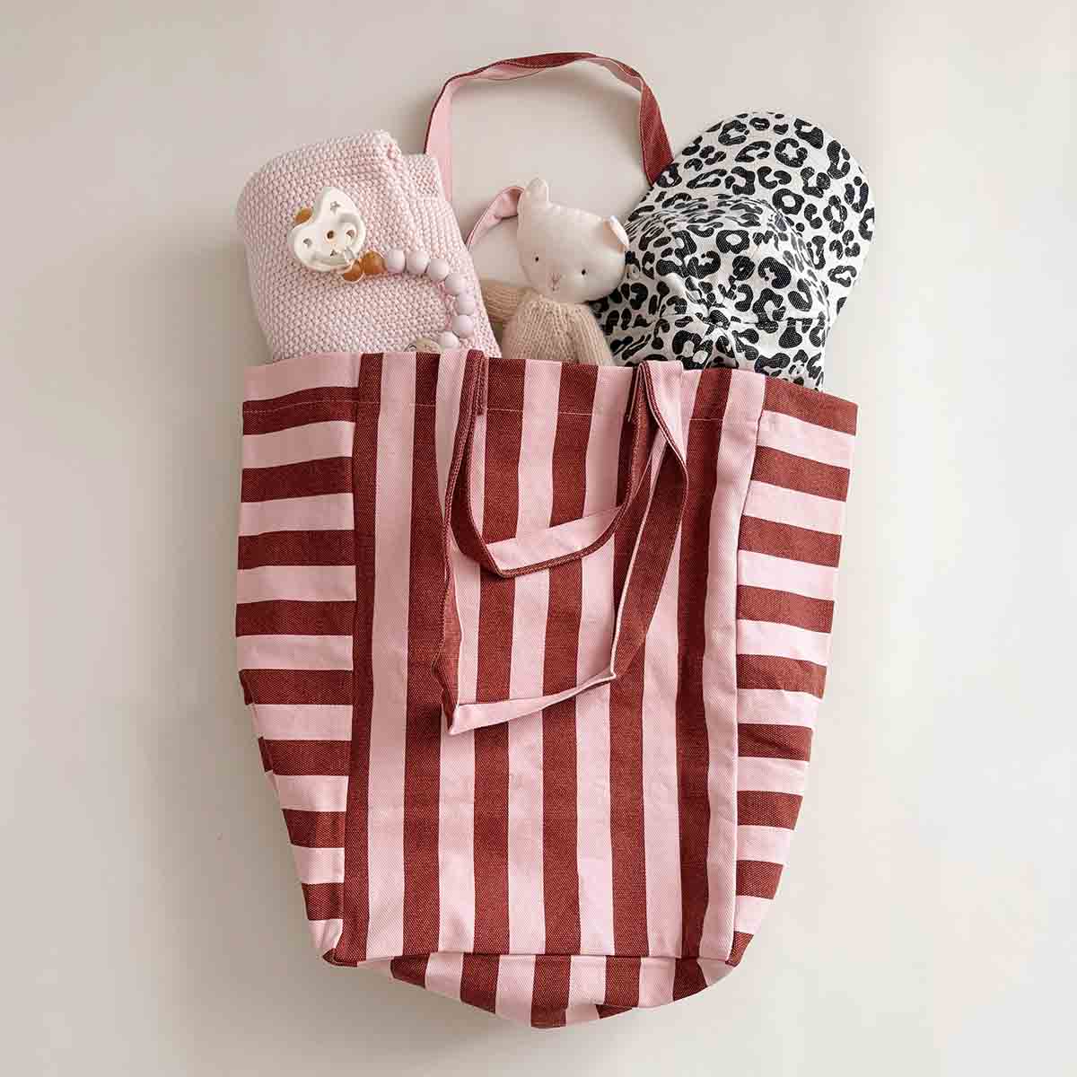 Sac cabas à rayures Brick/Chamallow - Rose in April - Lili Margaret