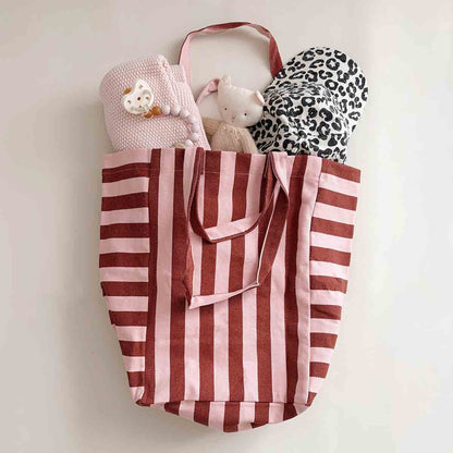 Sac cabas à rayures Brick/Chamallow - Rose in April - Lili Margaret