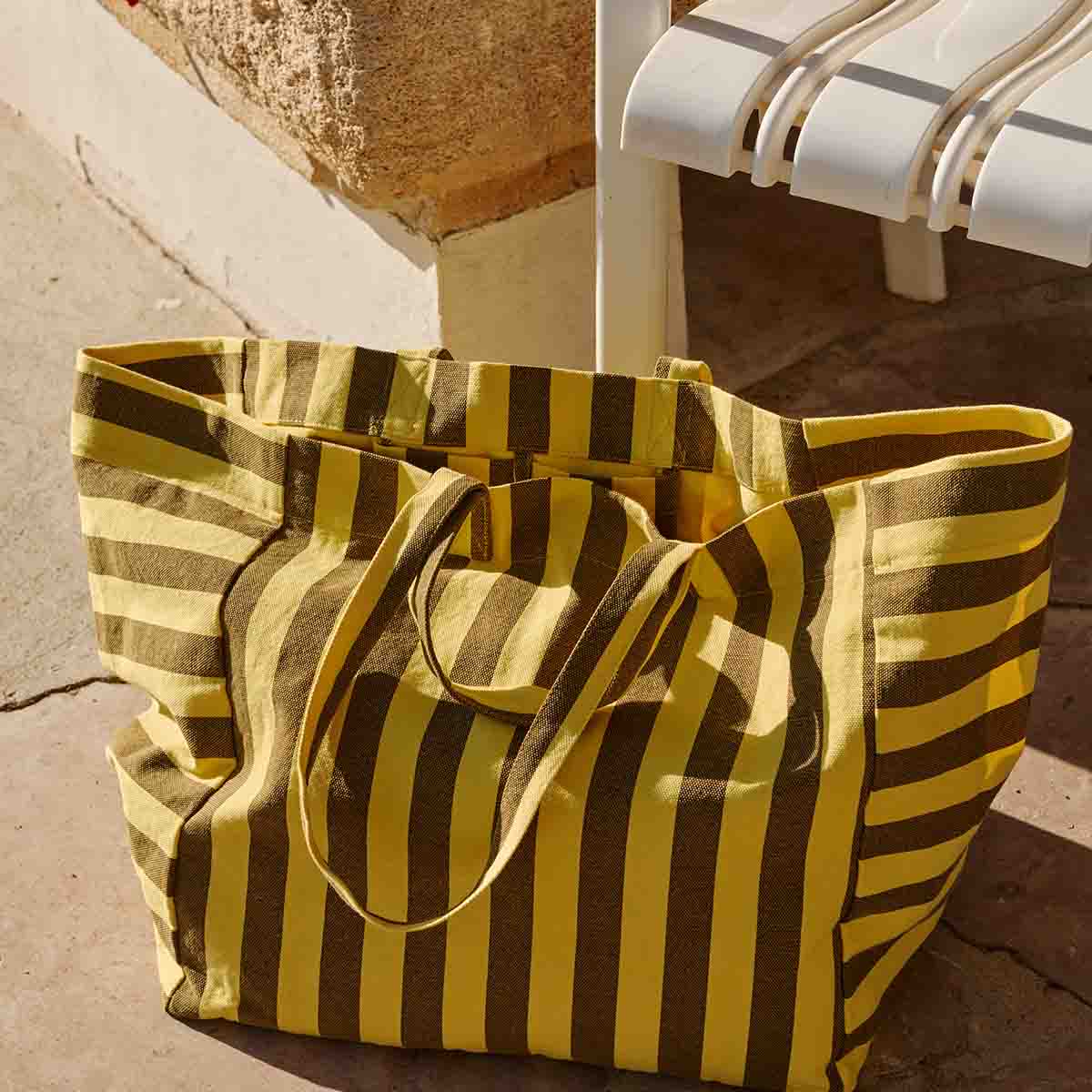 Sac cabas - Elisa Rayures Lemon / Olive