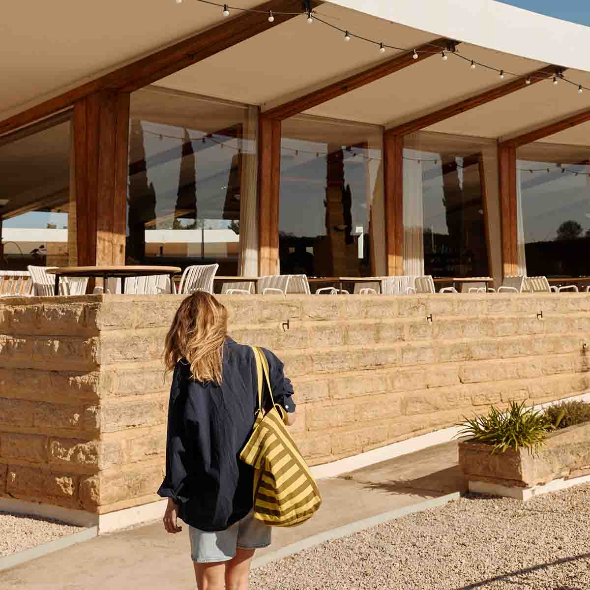 Sac cabas - Elisa Rayures Lemon / Olive