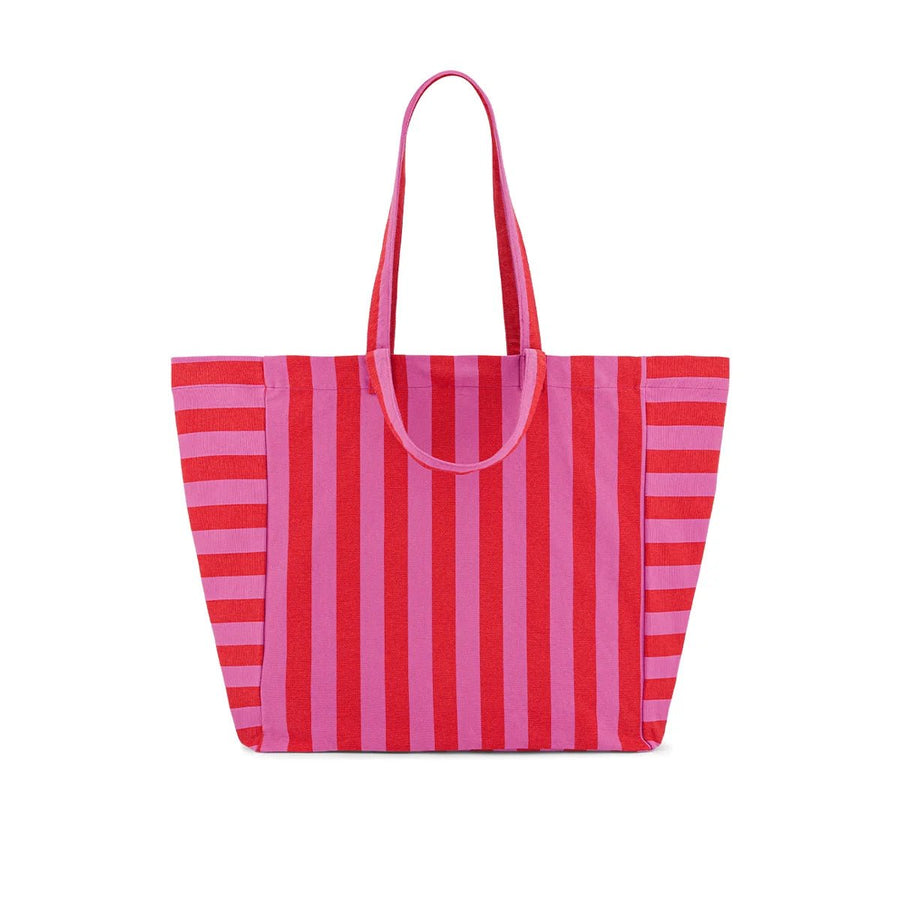 Sac cabas - Elisa Rayures Orchidée / Rouge