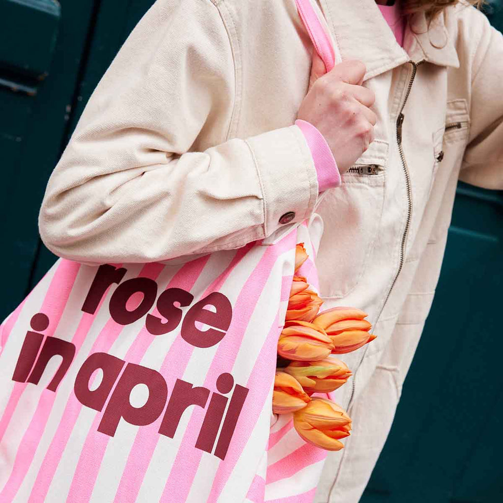 Sac cabas femme Elisa Rayures Rose fluo - Rose in April