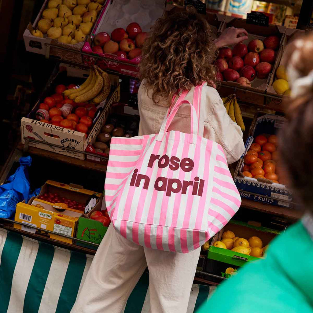 Sac cabas femme Elisa Rayures Rose fluo - Rose in April