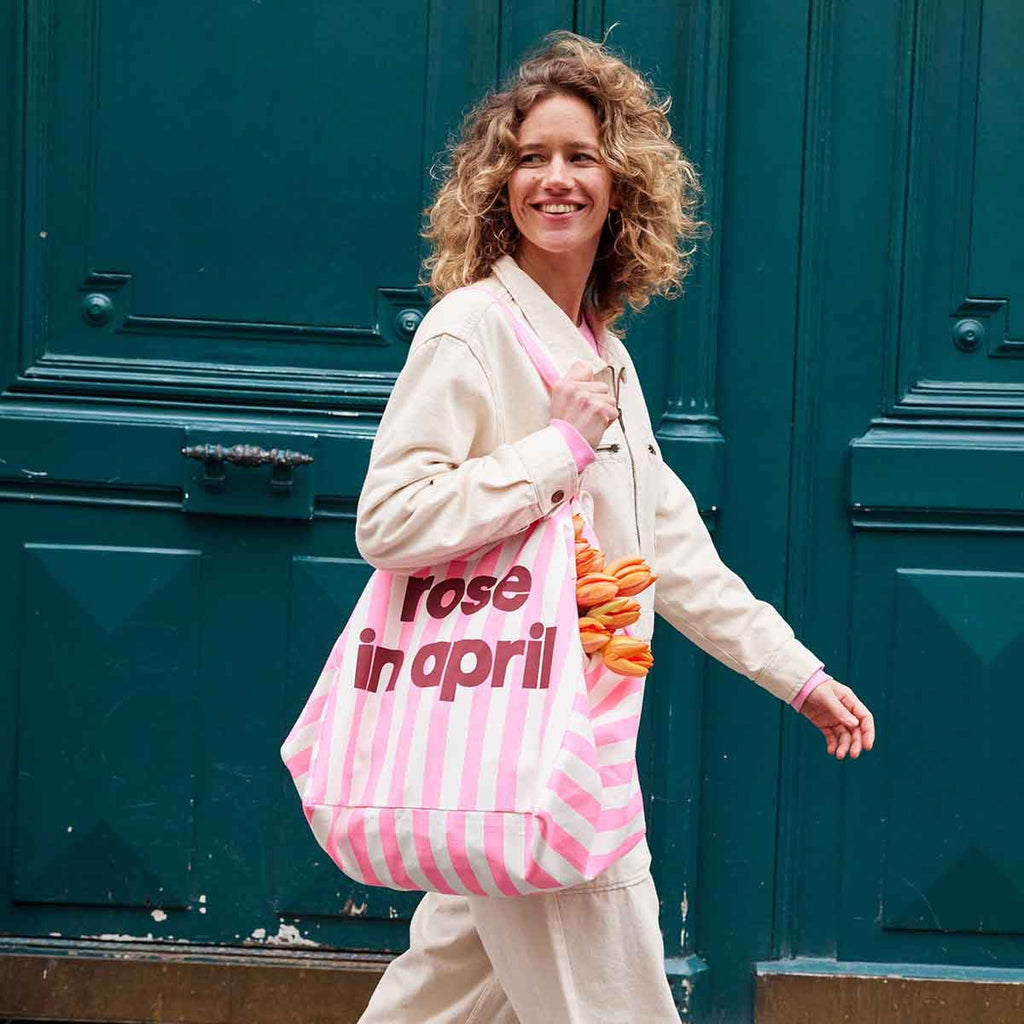 Sac cabas femme Elisa Rayures Rose fluo - Rose in April