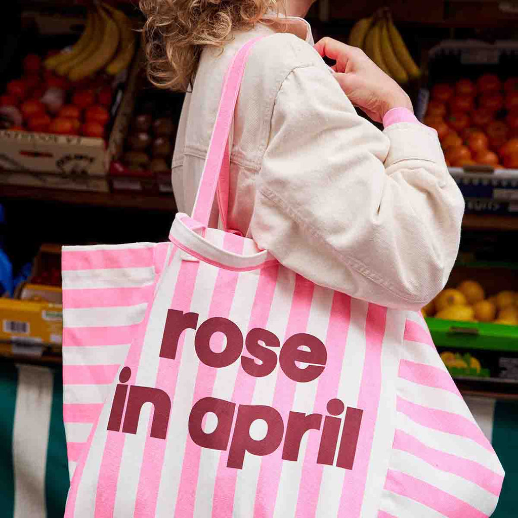 Sac cabas femme Elisa Rayures Rose fluo - Rose in April