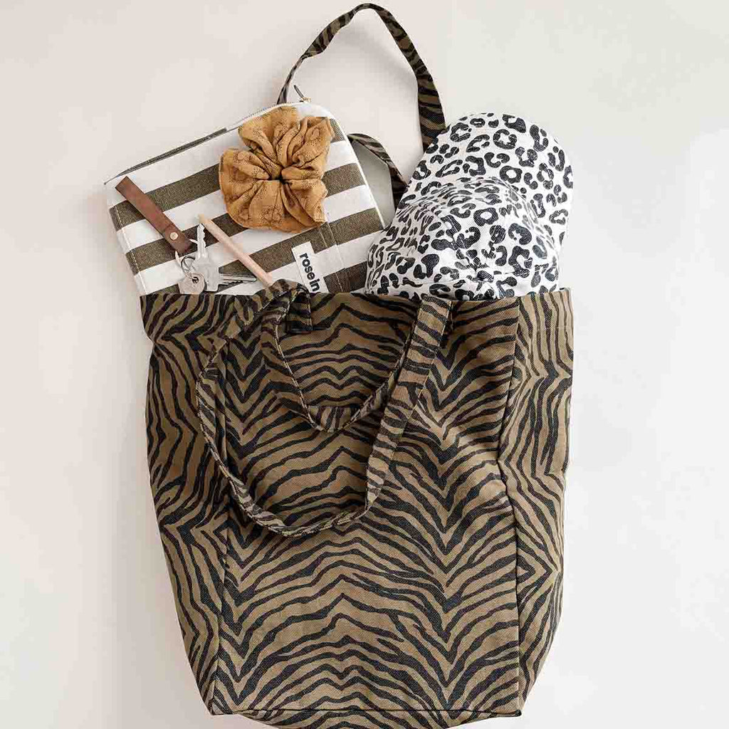 Sac cabas femme Elisabeth Zebrou Olive - Rose in April