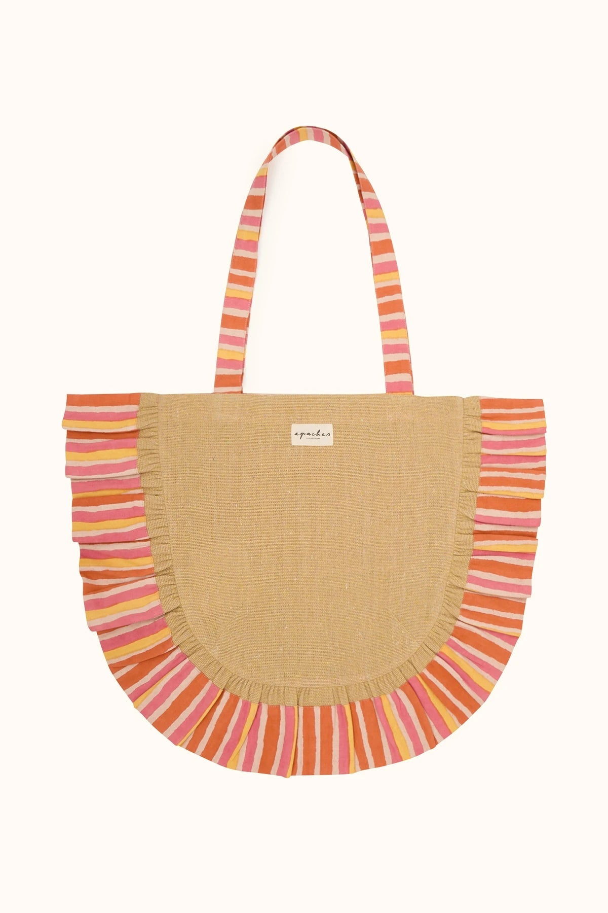 Sac cabas jute coton volants Futa Orange