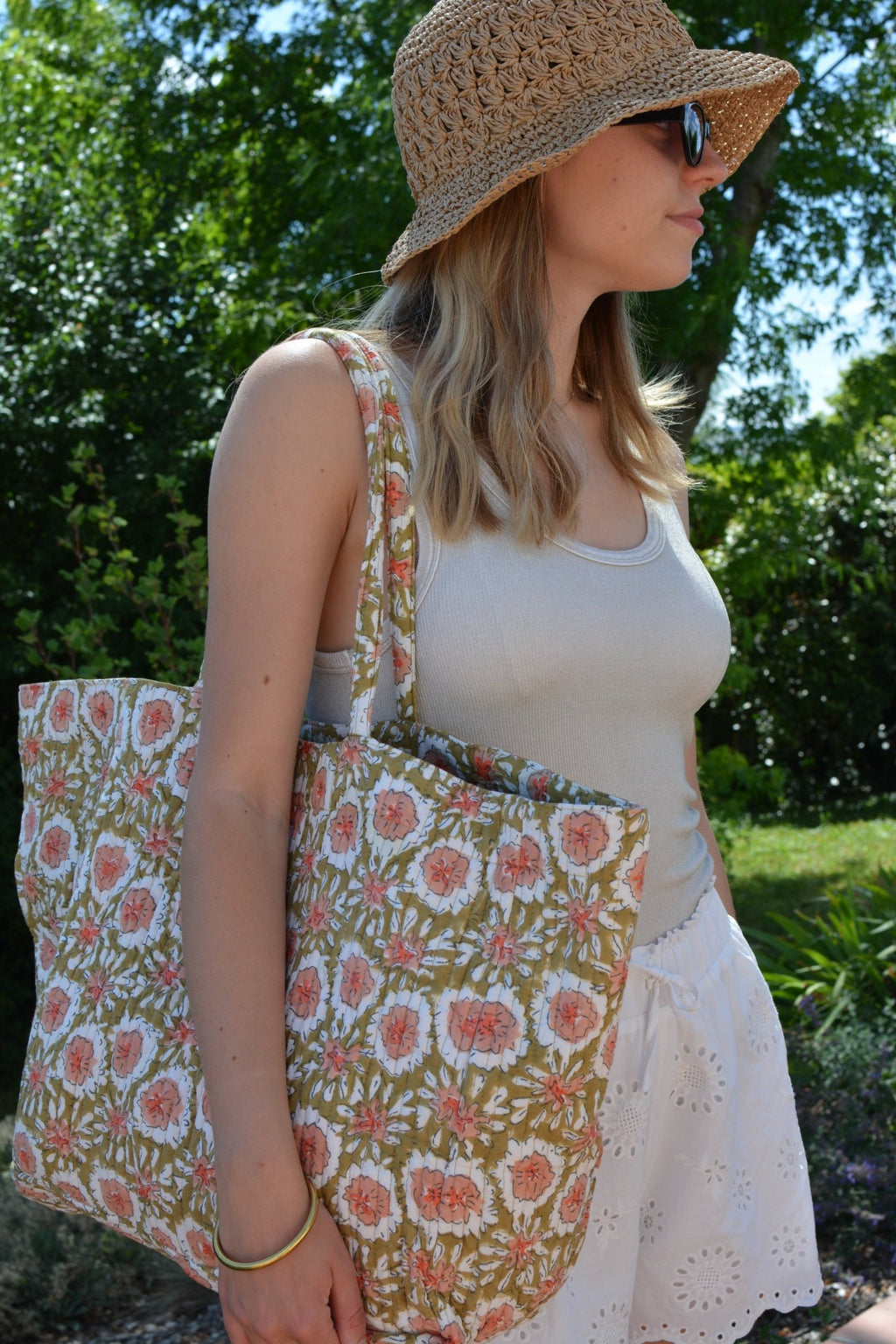 Sac matelassé femme margotte olive en coton matelassé