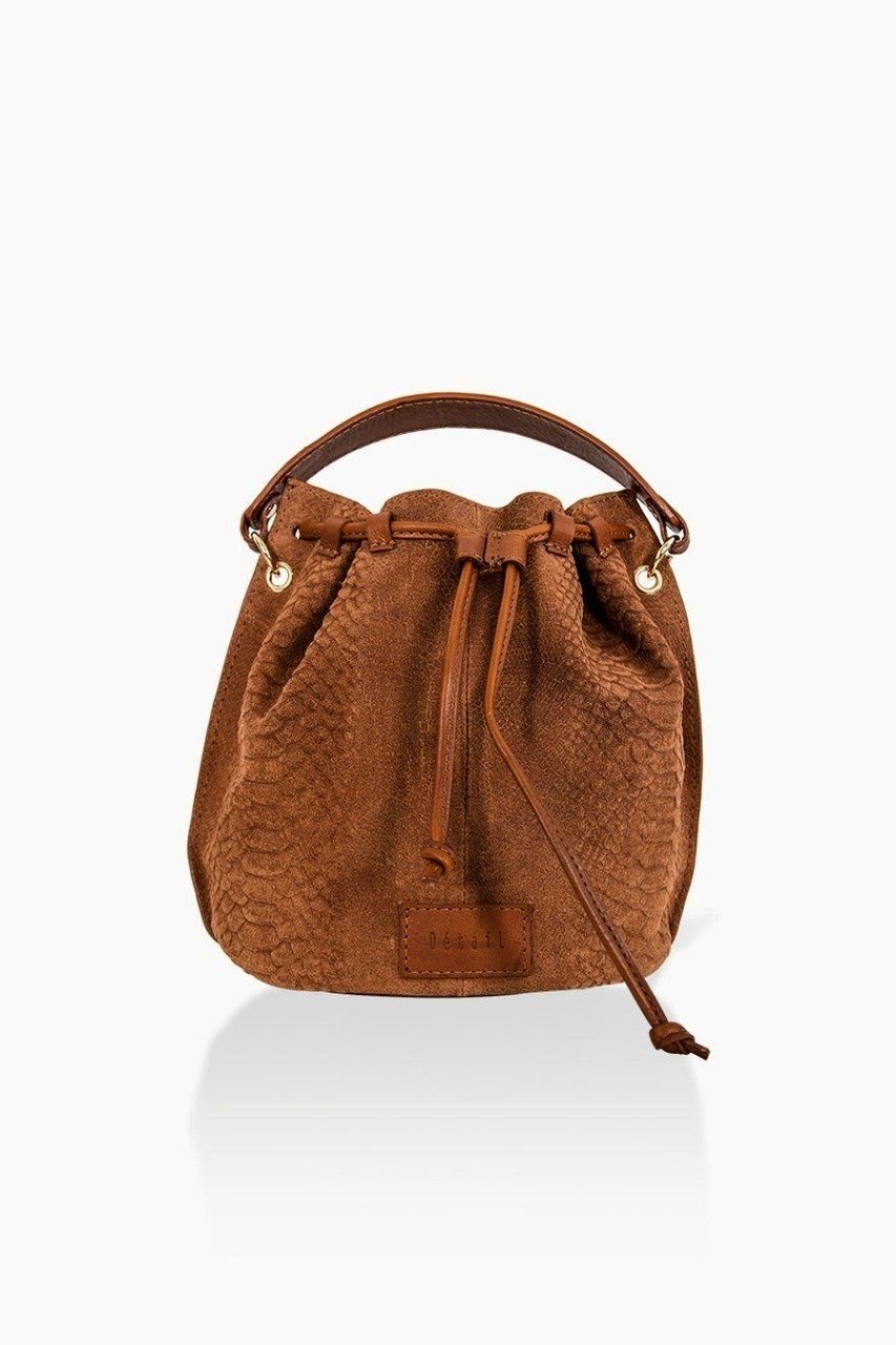 Sac seau cuir ambre - détail