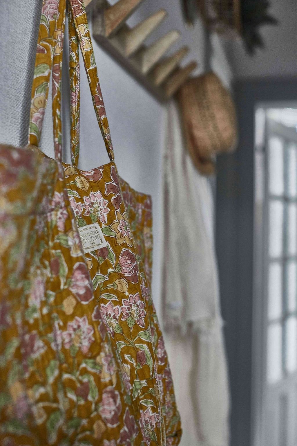 Sac matelassé en tissu bohemian safran - bonheur du jour