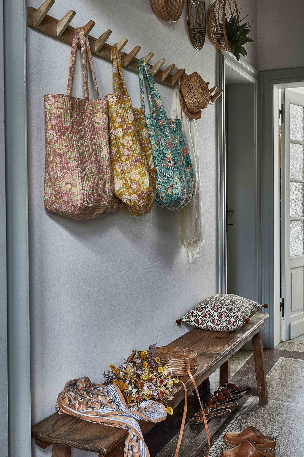 Sac matelassé en tissu bohemian safran - bonheur du jour