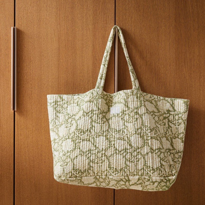 Sac tissu matelassé kaki fleur indienne - bonheur du jour