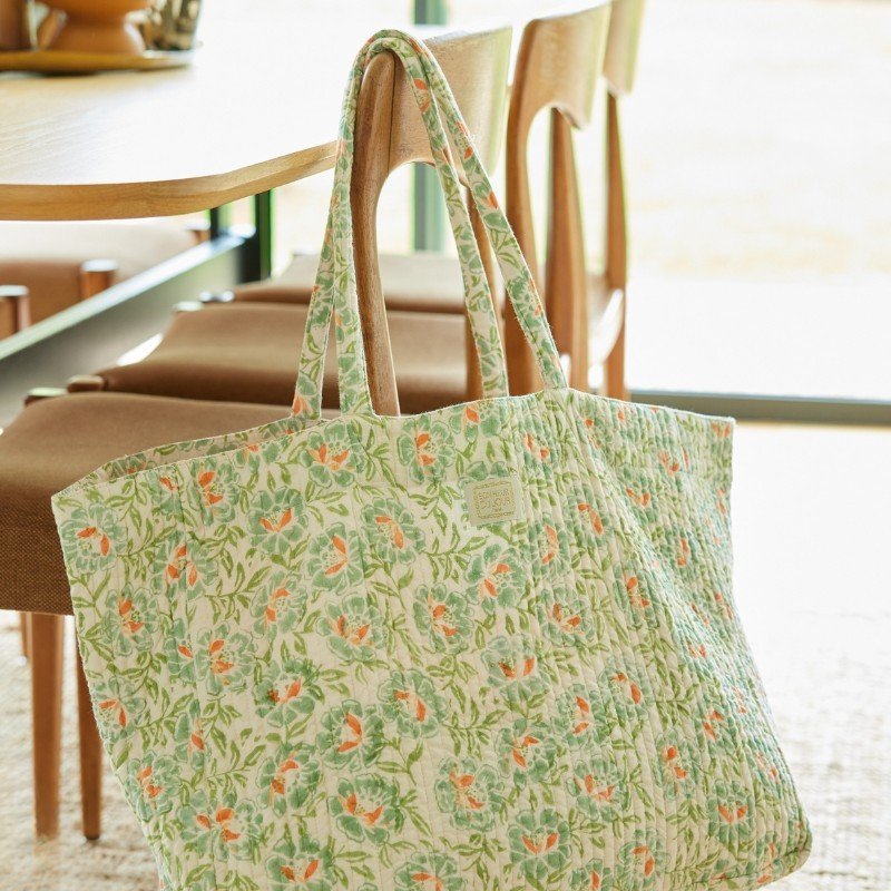 Sac cabas matelassé petunia bleu en coton