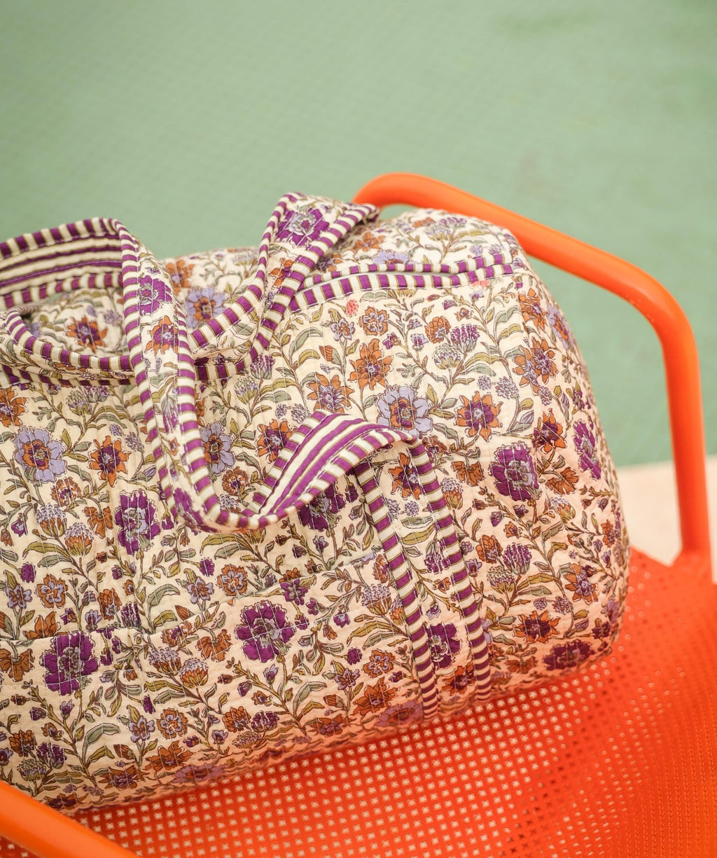 Sac week-end Ashley Lavande matelassé en coton - vue 6