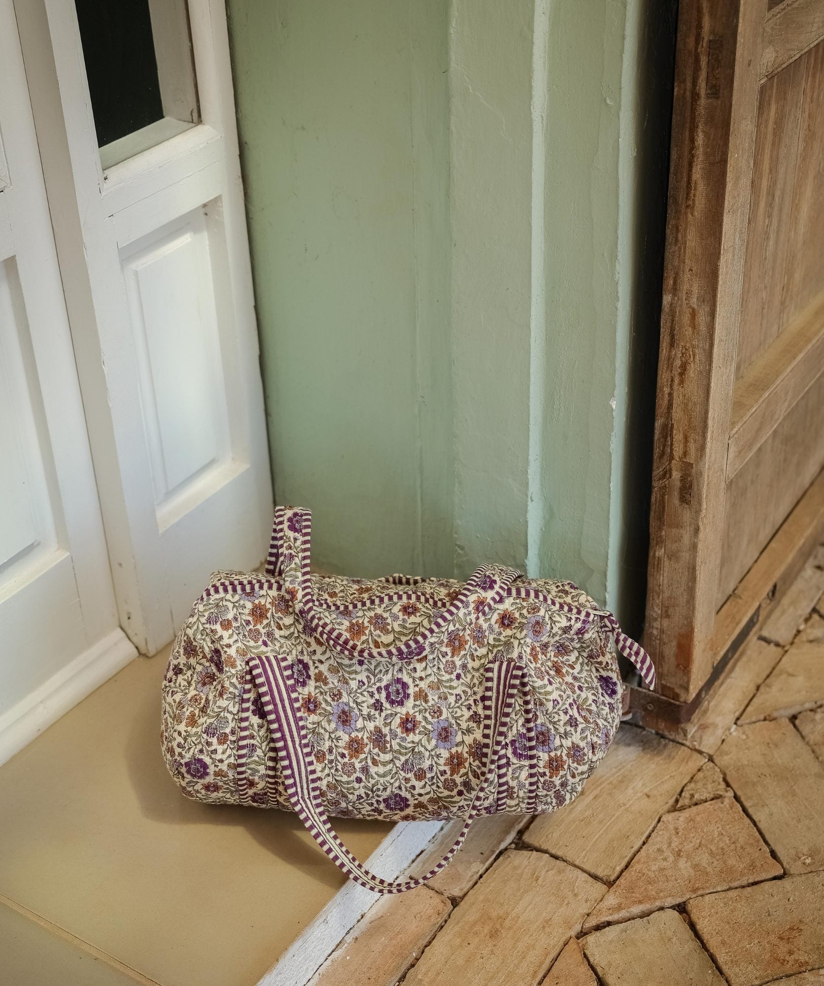 Sac week-end Ashley Lavande matelassé en coton - vue 4