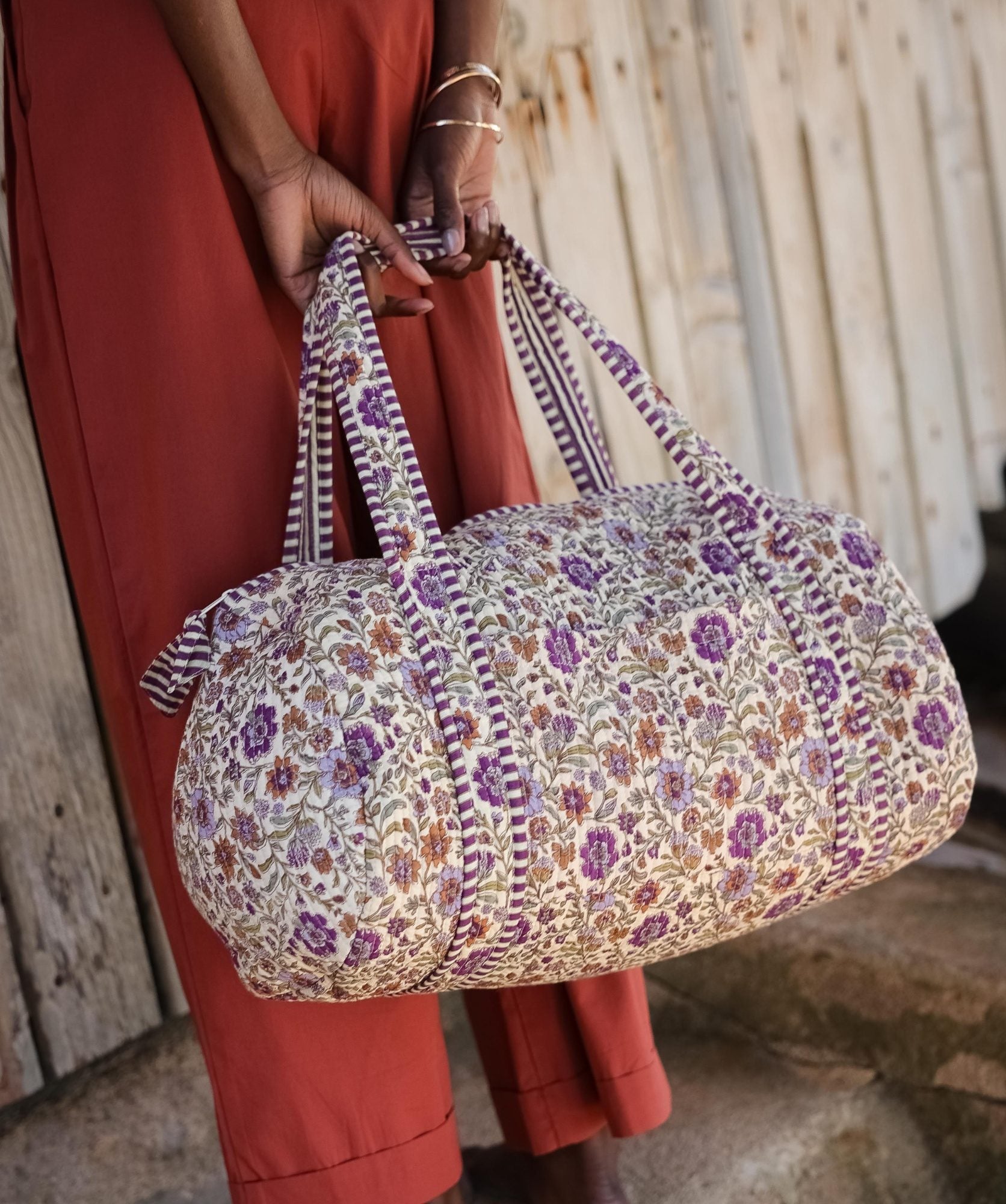 Sac week-end Ashley Lavande matelassé en coton - vue 2