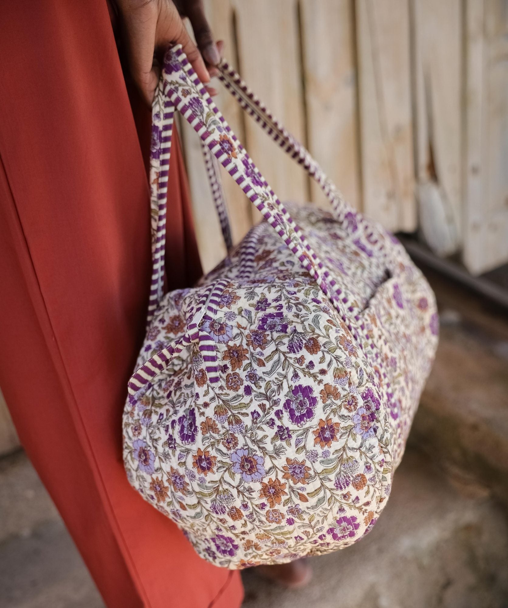 Sac week-end Ashley Lavande matelassé en coton - vue 3