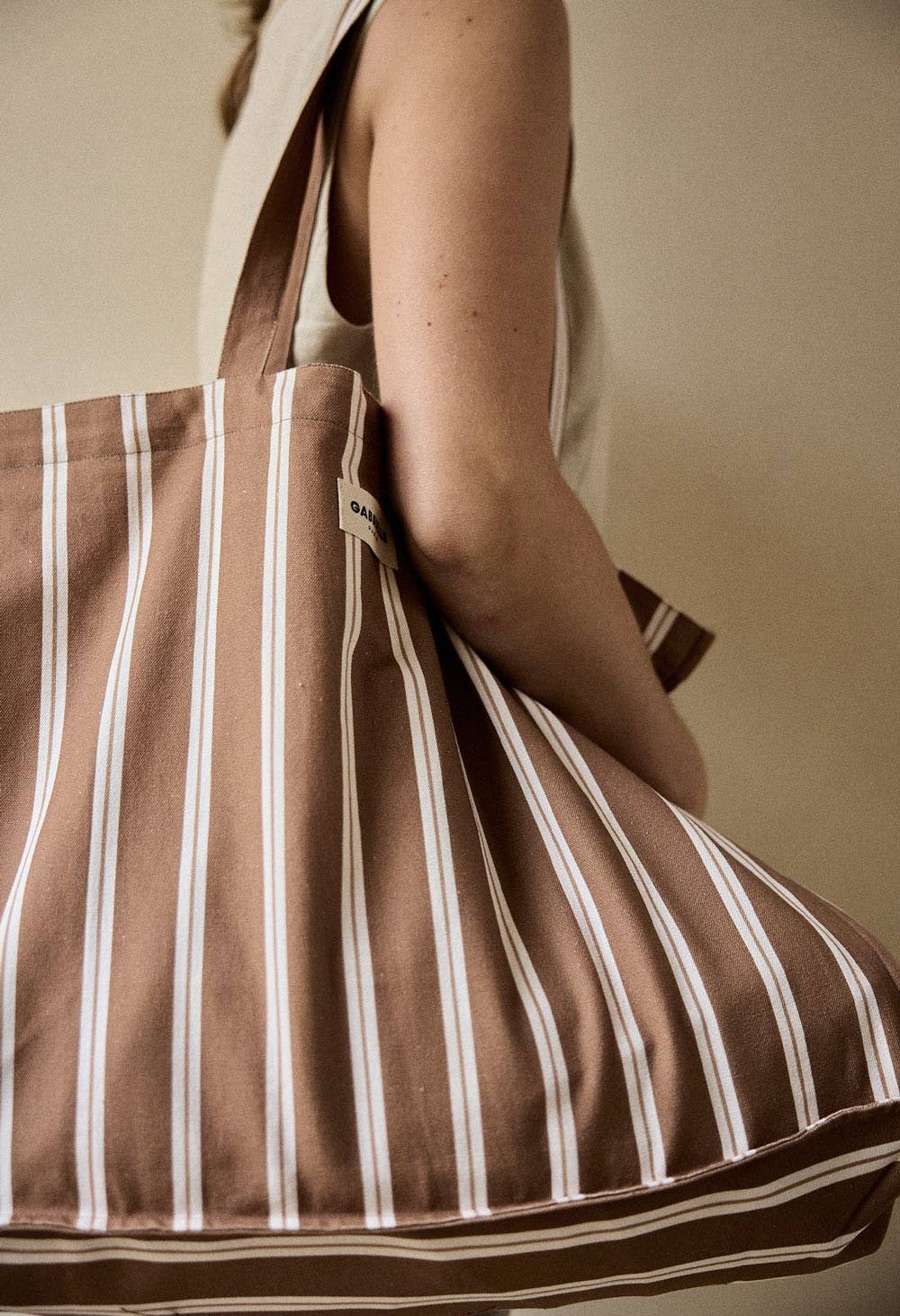 Sac week - end en coton Rayures Noisette - Gabrielle Paris