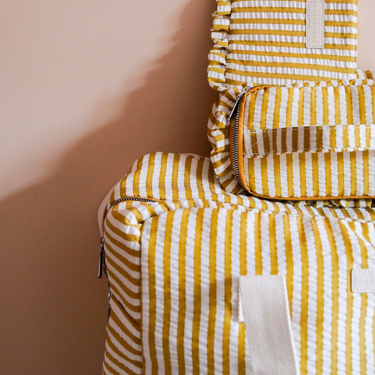 Sac week - end imprimé rayures jaune seersucker