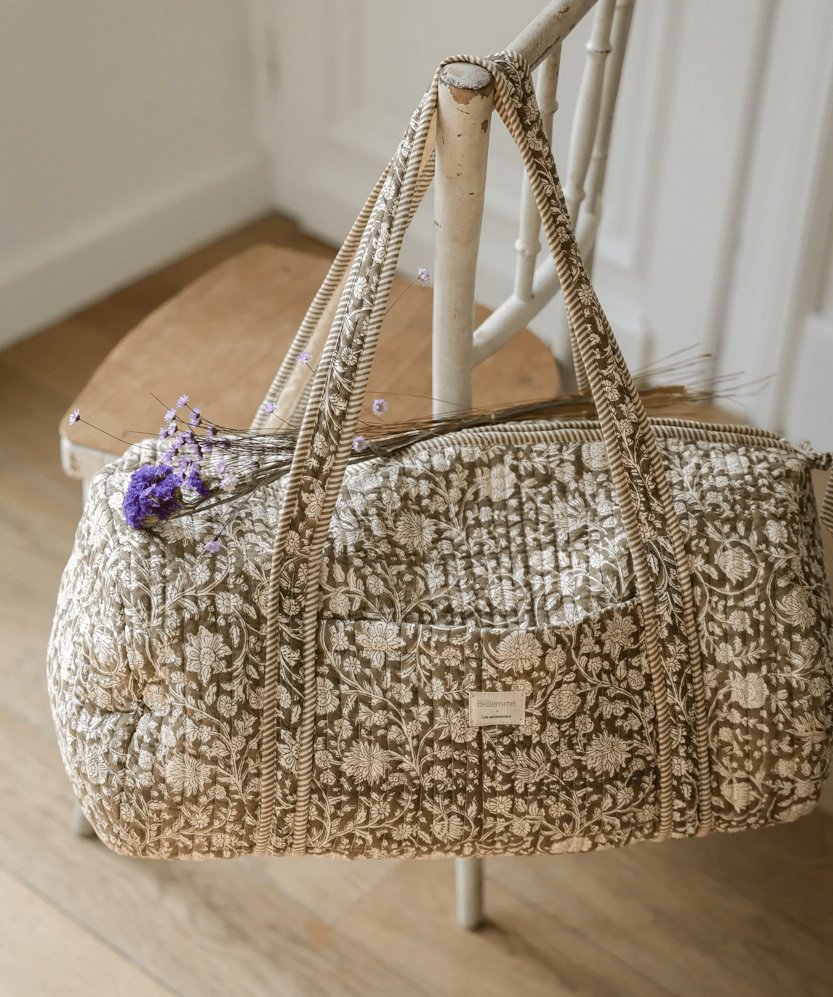 Sac week - end matelassé Anjali Kaki