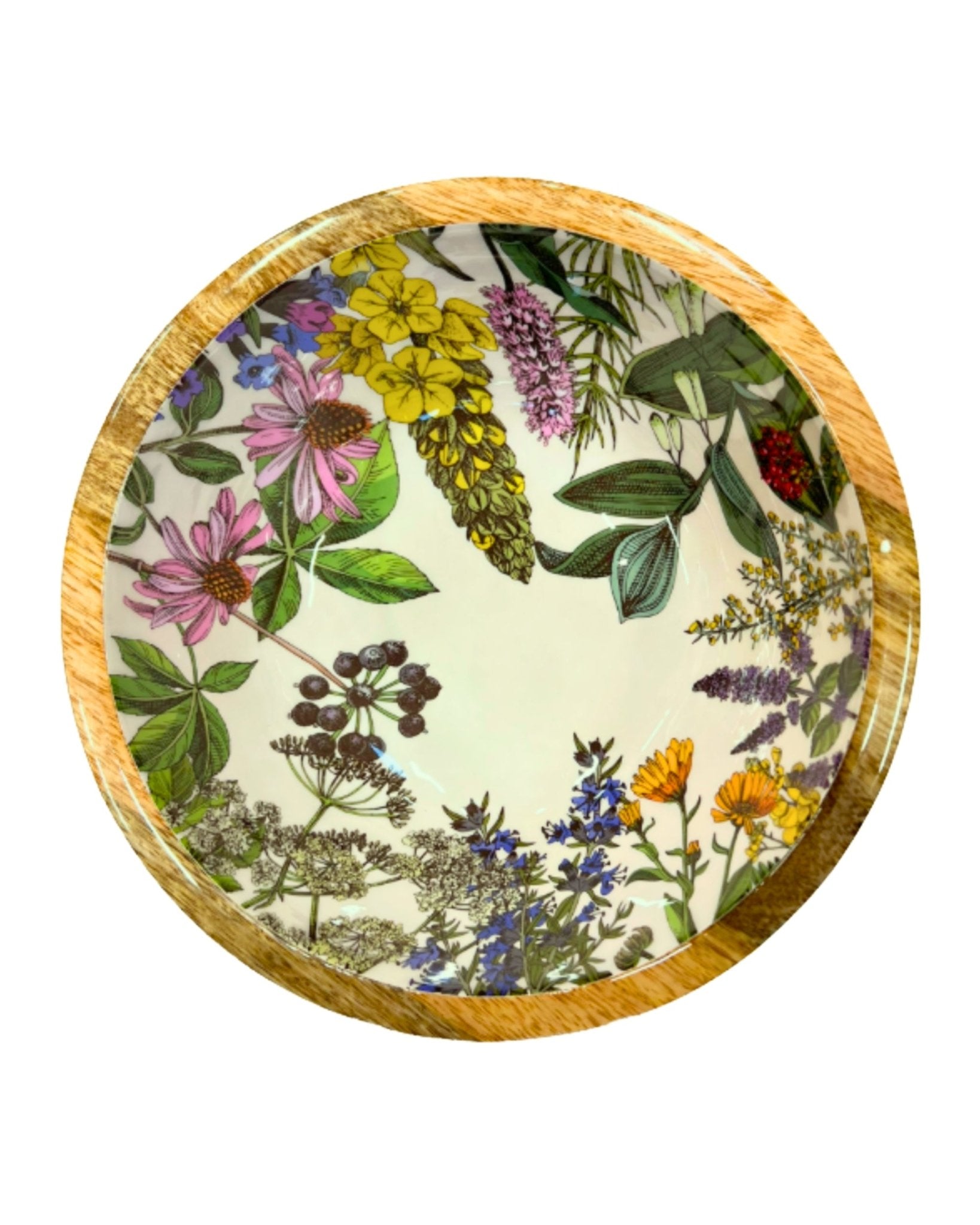 Saladier bois de manguier fleurs sauvages